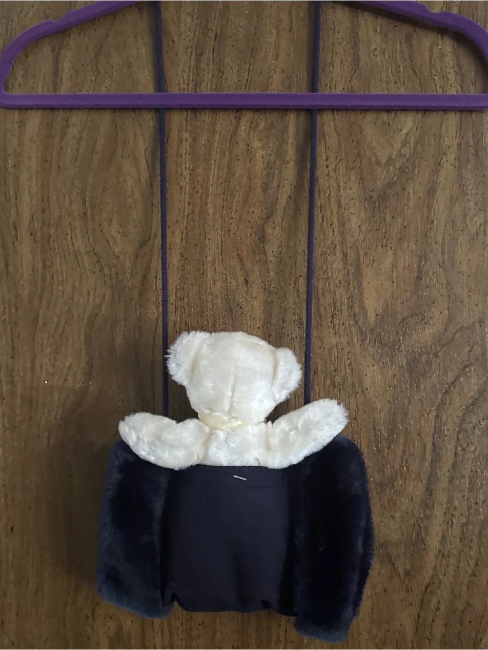 Kids Plush Teddy Hand Muff Crossbody - Navy
